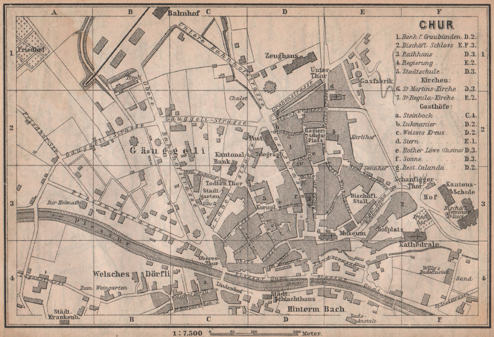 COIRE / CHUR. Chur. town city stadtplan. Switzerland Suisse Schweiz 1893 map